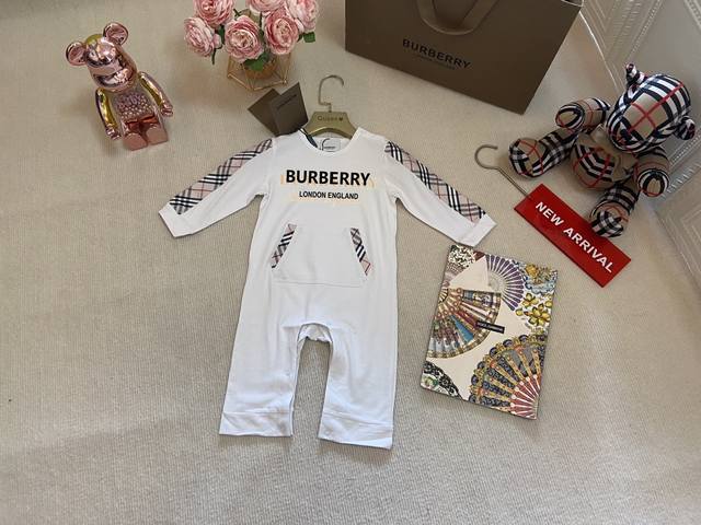 预定一周！ Burberry 巴宝莉，高端童装，男女童哈衣，婴儿连体衣，A类纯棉面料贴身穿也很舒服！颜色：藏蓝、白色，码数：53-59-66-73-80-90c