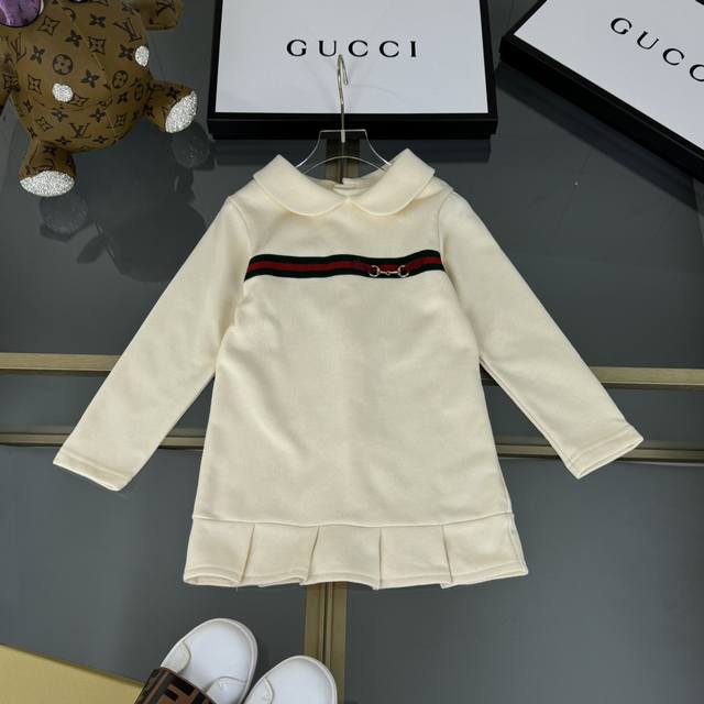 Gucci 古驰，高端童装，女童连衣裙，纯棉面料，定制定染面料，定制织带，上身舒适又好看，码数：100 110 120 130 140 150 160cm