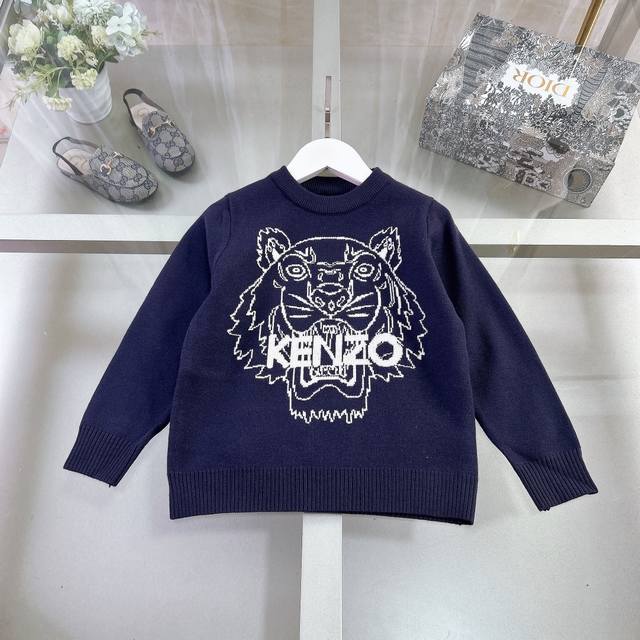 KENZO 高端童装，男女童毛衣，采用包芯纱混纺面料，工艺“”提花，上身舒适又好看，码数：110 120 130 140 150 160cm，适合：105cm～ - 点击图像关闭