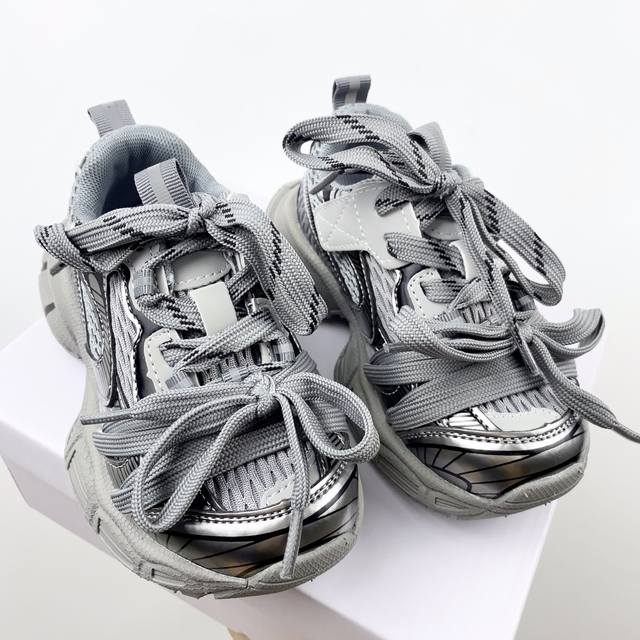 Balenciaga 九代3Xl双鞋带款最火爆的网红款儿童休闲复古风运动鞋 巴黎世家欧洲站走秀款厚底老爹鞋内侧魔术贴男女童百搭跑步鞋炸街童鞋 官网潮牌镂空韩版最