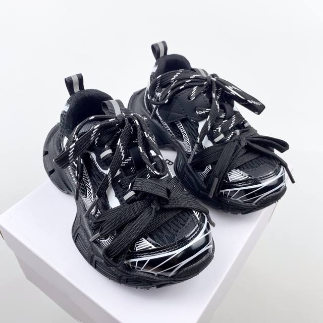 Balenciaga 九代3Xl双鞋带款最火爆的网红款儿童休闲复古风运动鞋 巴黎世家欧洲站走秀款厚底老爹鞋内侧魔术贴男女童百搭跑步鞋炸街童鞋 官网潮牌镂空韩版最