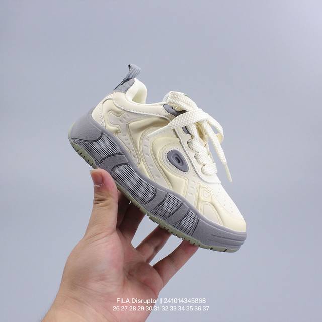 Fila 斐乐 童鞋上线 斐乐 Fila Disruptor 厚底百搭慢跑鞋 类型：童鞋 版本：公司级 码数：26 27 28 29 30 31 32 33 3