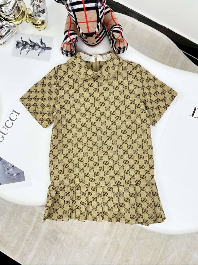 无折 Gucci 古奇 2025早春童装新款裙子 提花面料 原版品质 认准高品质 女童 颜色：卡其色 尺码:100.110.120.130.140.150.现货