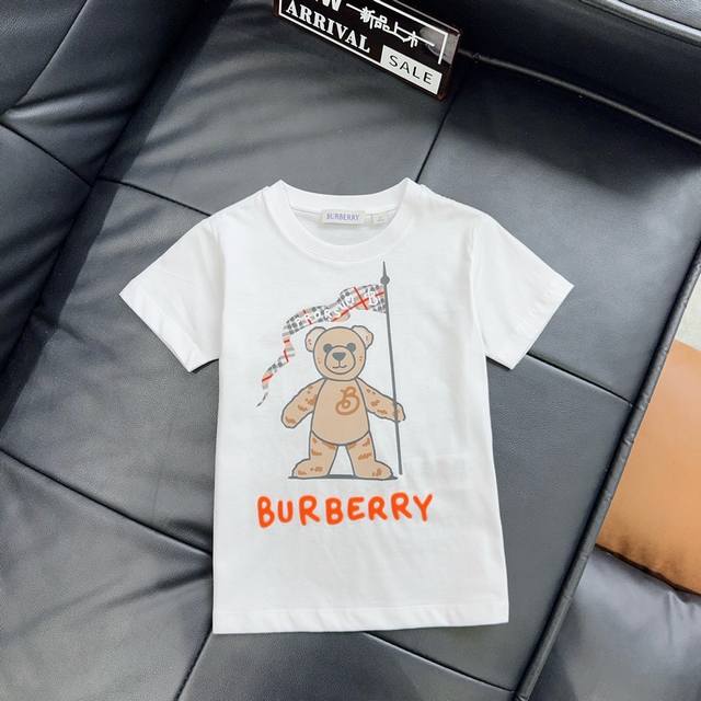 预定4天！ Burberry 巴宝莉，高端童装，男女童T恤，小熊立体彩色Logo字母印花，纯棉面料，上身舒适又好看， 码数：100/110/120/130/14