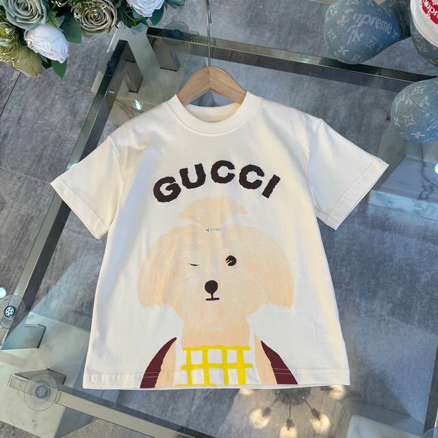 Gucci 古驰，高端童装，男女童T恤，经典Logo图案前后印花，纯棉面料，上身舒适又好看，码数：100/110/120/ /140/150Cm