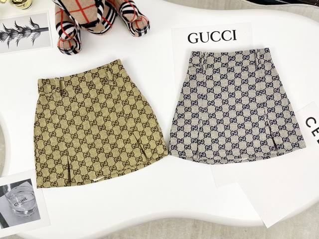 Hy上新出货三标齐全 无折 Gucci 古奇 2025夏季童装新款裙子 提花面料 原版品质 认准高品质 女童 颜色：卡其色 蓝色 尺码:100.110.120.