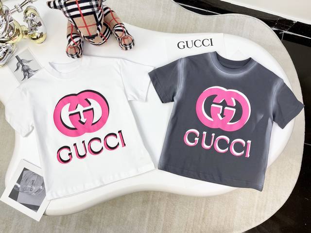 Hy上新 无折 出货三标齐全 Gucci 古奇 2025夏季童装新款短袖 成品手工喷画印花工艺T恤 原版品质 230G重磅面料 认准高品质 男童女童同款 颜色： - 点击图像关闭